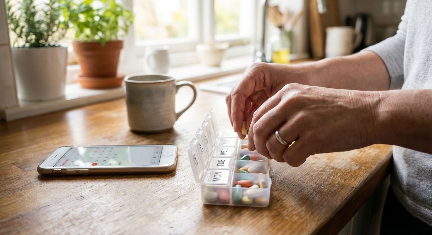 Organizing weekly medication for elderly parent